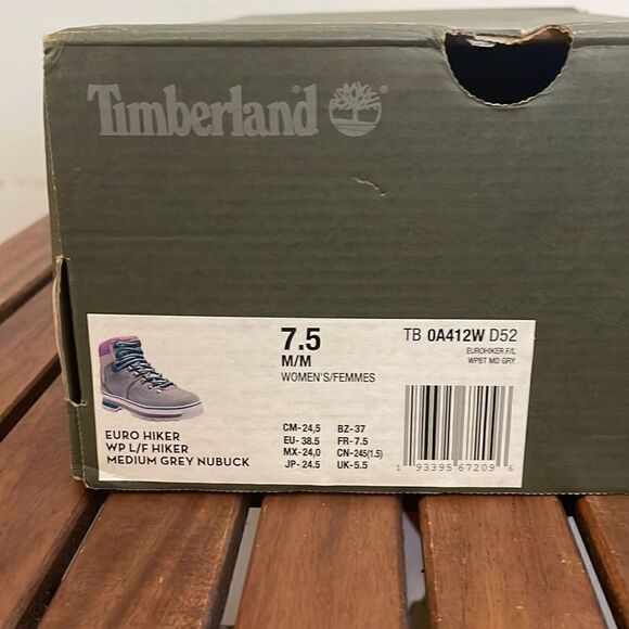 Timberland Euro Hiker Boots Gray Purple Turquoise Women 7.5(TB0A412WD52) - Picture 13 of 14